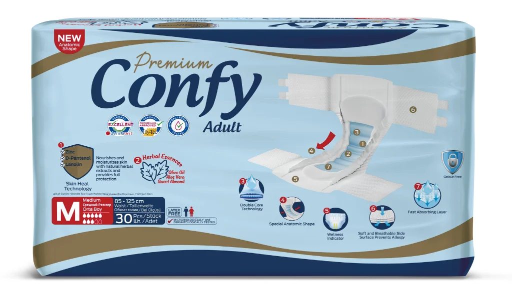 CONFY Premium Inkontinenz-Windeln für Erwachsene – hohe Saugstärke
