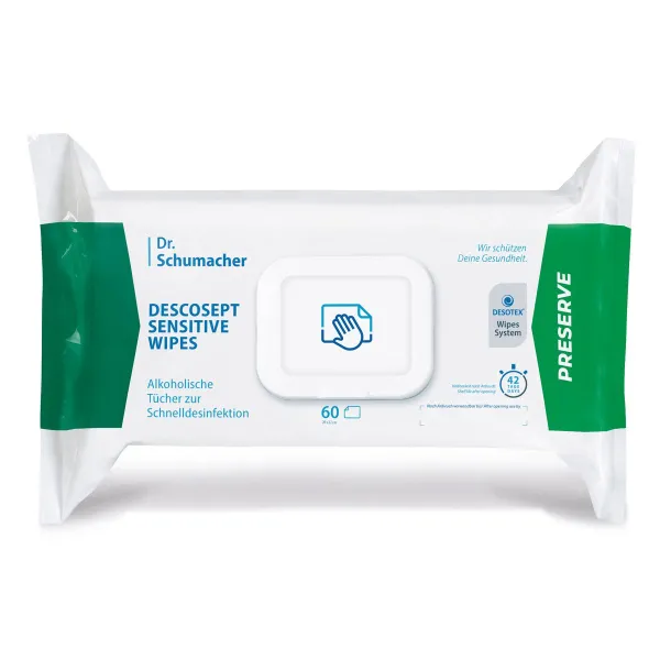 Dr. Schumacher DESCOSEPT SENSITIVE WIPES – Flächendesinfektionstücher, 60 Stück