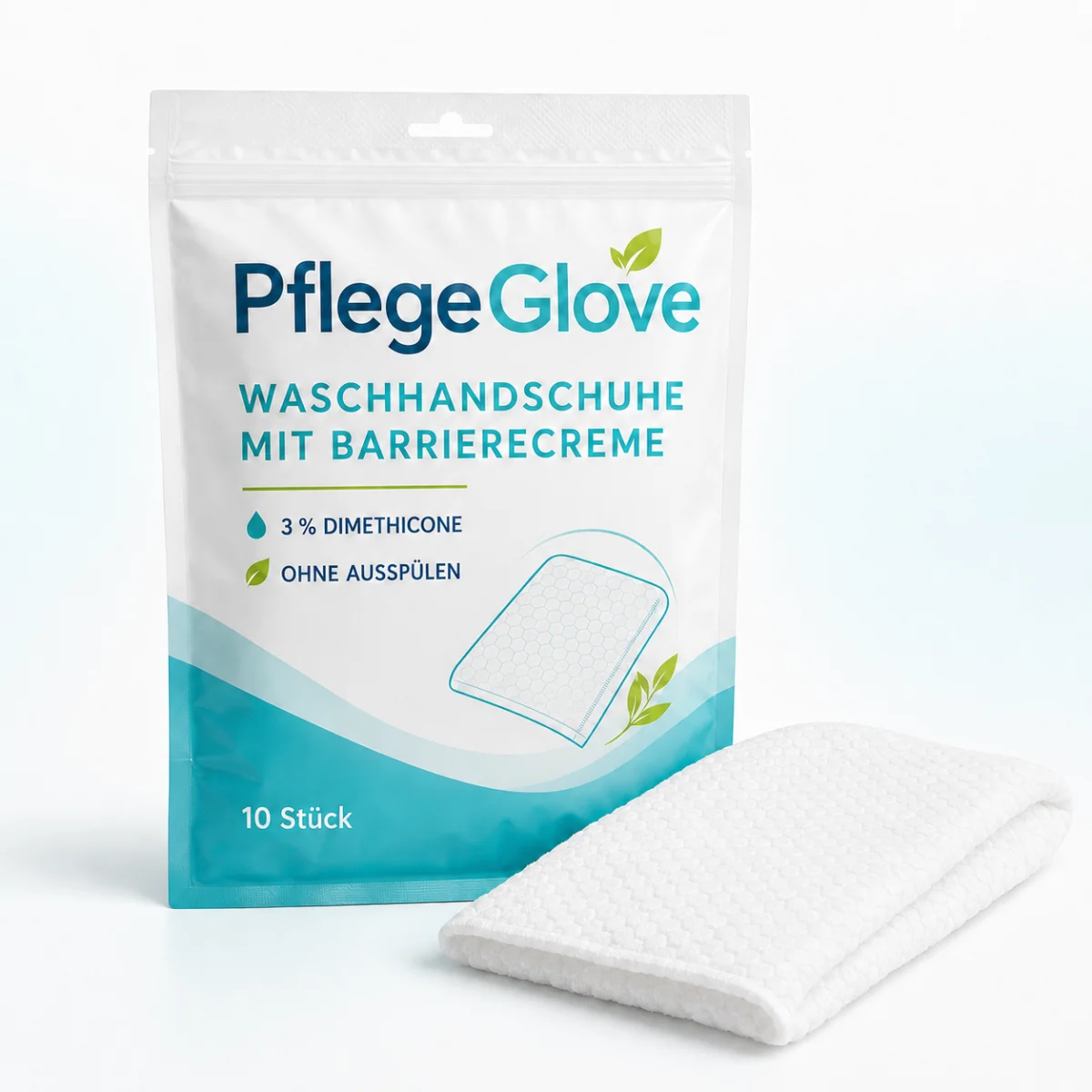 PflegeGlove Waschhandschuhe mit Barrierecreme – 10 Stück