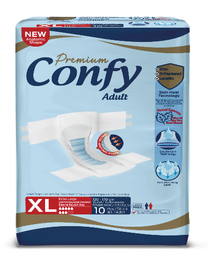 CONFY Premium Inkontinenz-Windeln für Erwachsene – hohe Saugstärke, 10 Stück 