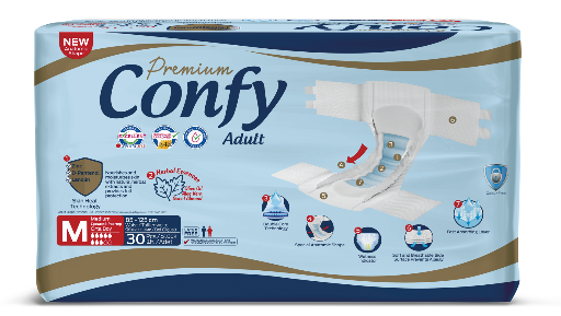 CONFY Premium Inkontinenz-Windeln für Erwachsene – hohe Saugstärke, 30 Stück 
